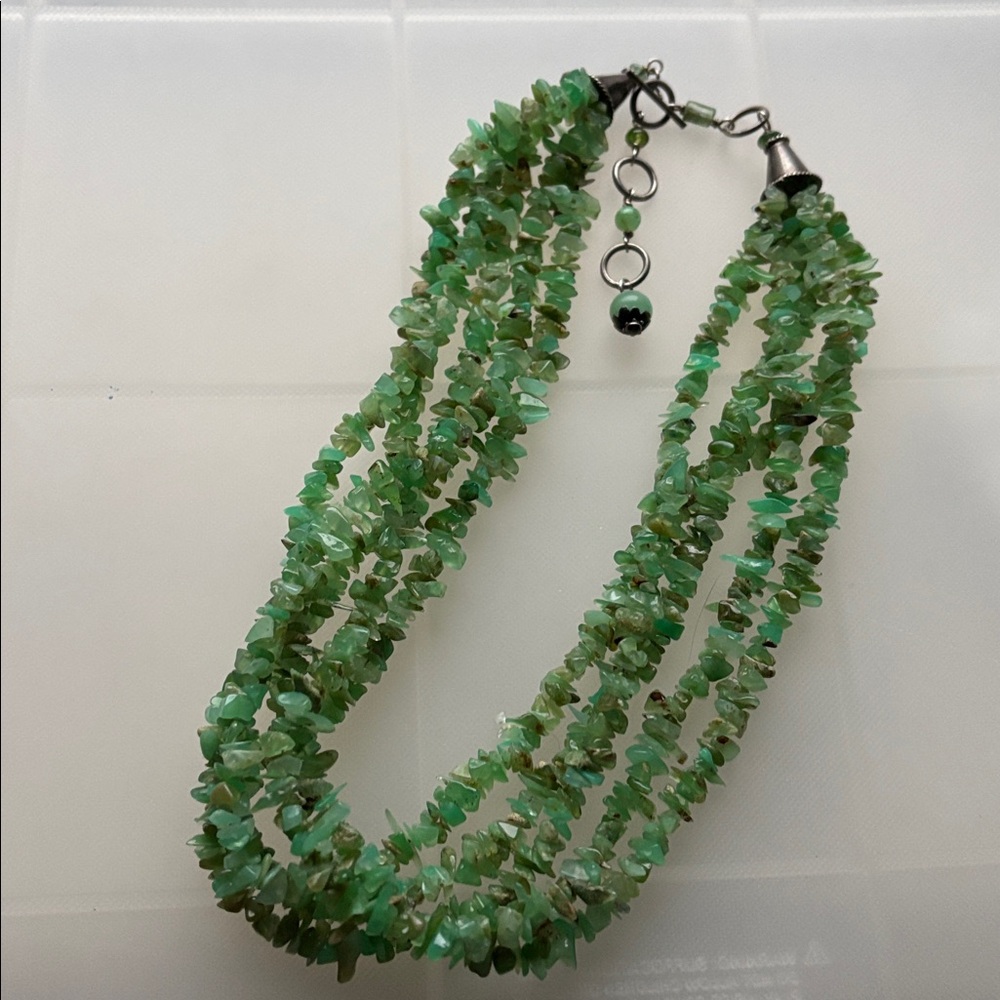 ⬛️Green Aventurine Multi-Strand Chip Necklace, Adjustable Length Handmade